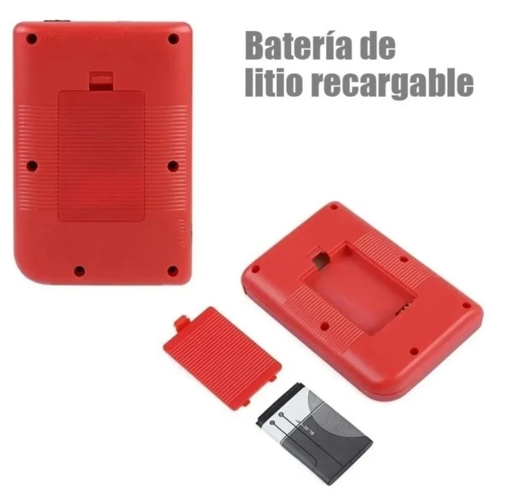 Vista trasera de la consola Sup Retro con batería extraíble.