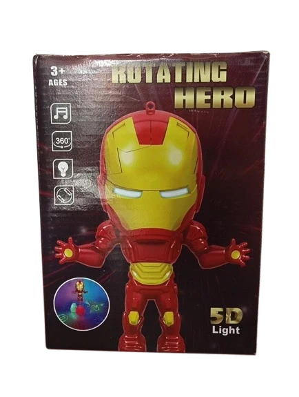 Figura de Iron Man con luces 5D y base giratoria.