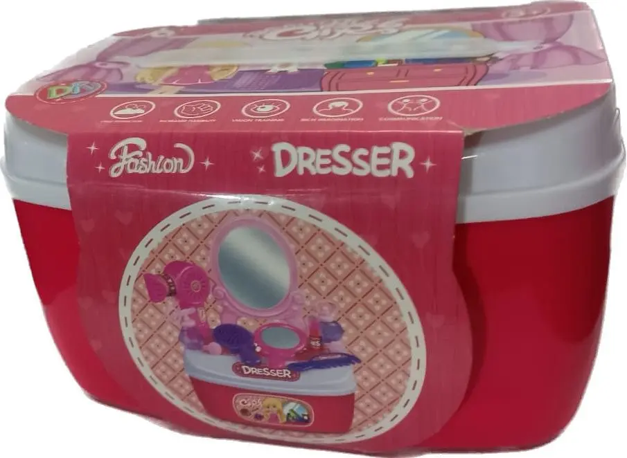 Juguete Caja de Belleza para niños con diseño de maleta rosa.