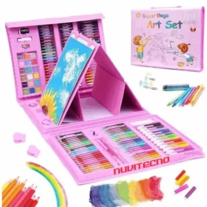 Set de arte infantil rosa con 208 piezas de pintura.