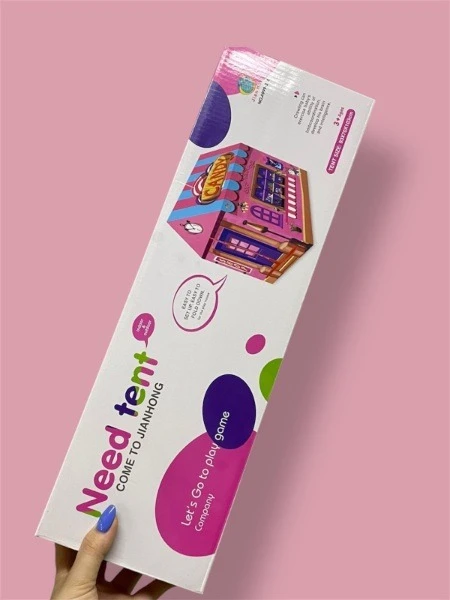Caja de tienda de campaña infantil con diseño de dulcería.