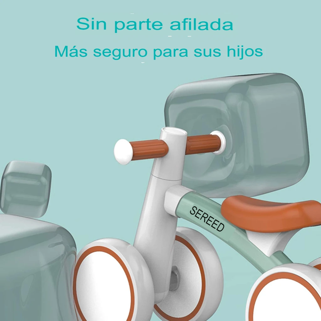Bicicleta de equilibrio SEREED con manillar y asiento marrón.
