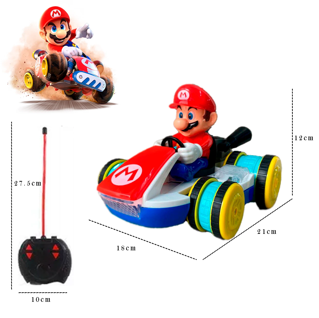 Carro a control remoto de Mario Kart con control incluido.
