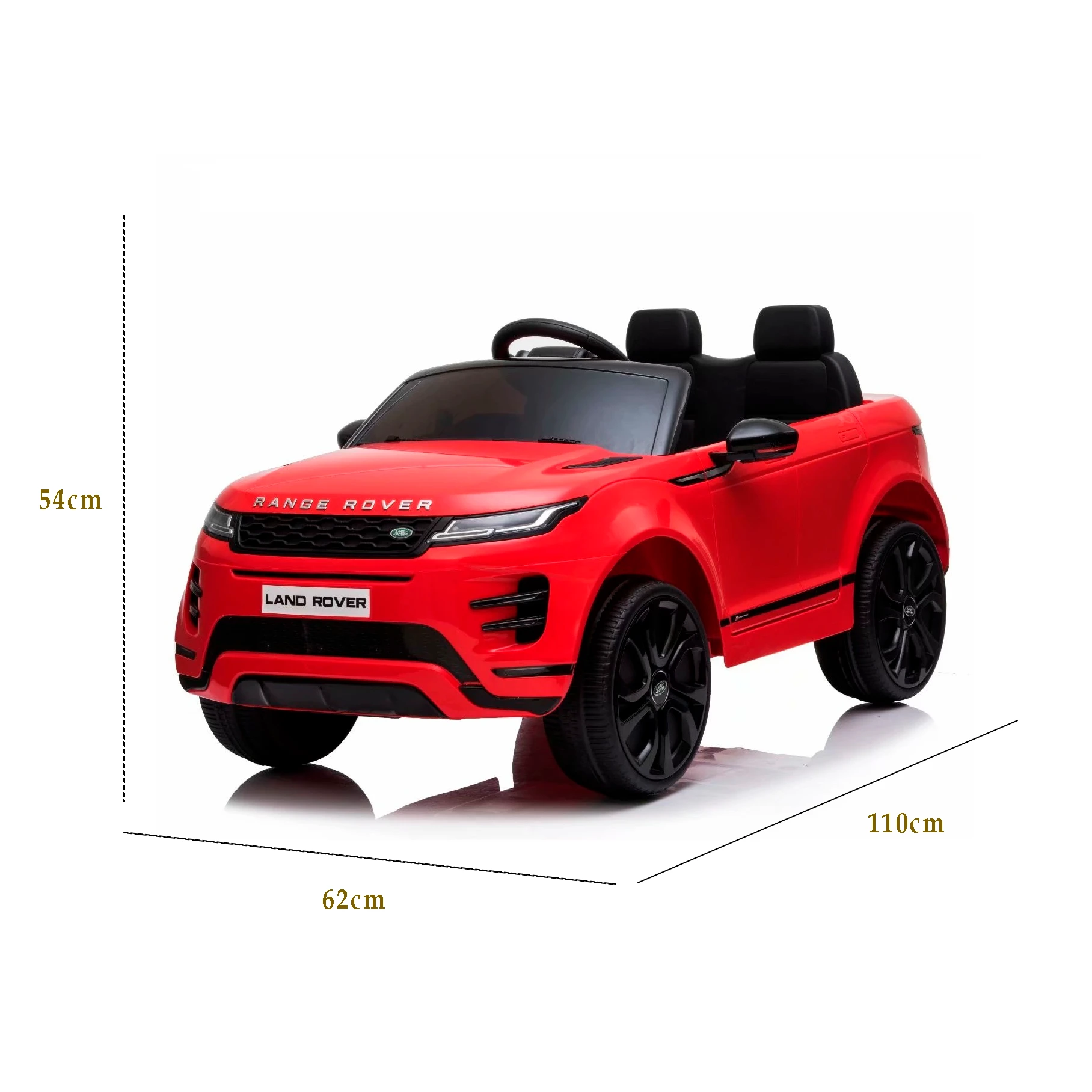 Carro eléctrico montable Land Rover Evoque rojo para niños.