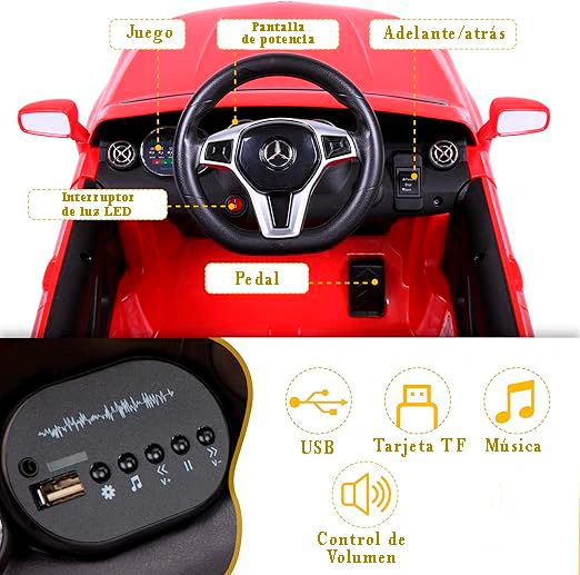 alternativo: Carro eléctrico montable rojo Mercedes Benz GLA45 AMG.