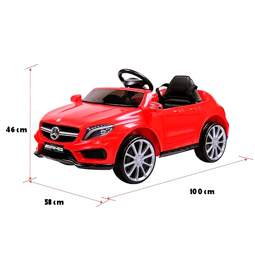 Carro montable eléctrico rojo estilo Mercedes Benz GLA45.